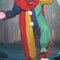 Adult Big Top Clown Costume Multi-Colored Cotton Jumpsuit For Halloween Parties